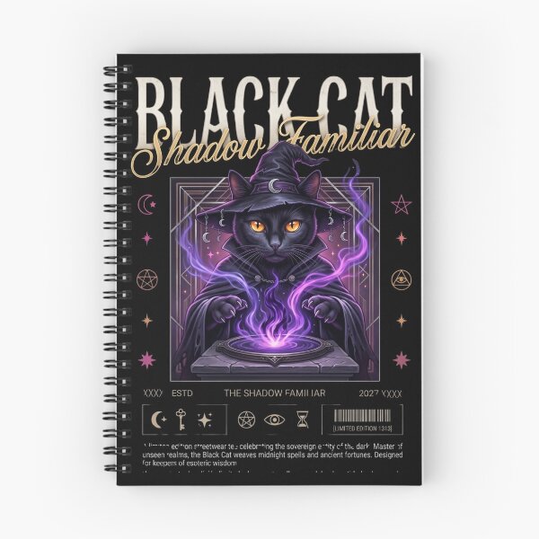 Item preview, Black Cat Necromancer Shadow Familiar Streetwear designed and sold by Ada’s Mystic Atelier .