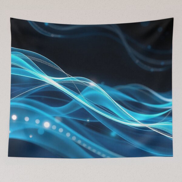 Item preview, Blue Flowing Light Waves Abstract designed and sold by IntelliMindDesigns.