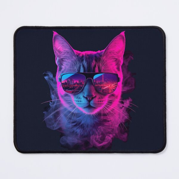 Item preview, Cool Neon Synthwave Cat with Sunglasses designed and sold by NovaPrintLab92.