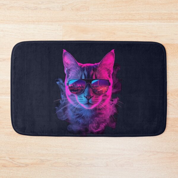 Artikelvorschau, Coole Neon-Synthwave-Katze mit Sonnenbrille entworfen und verkauft von NovaPrintLab92.