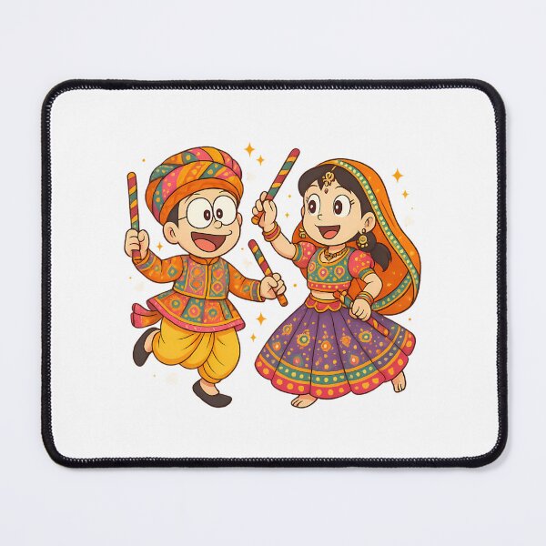 Item preview, Nobita  Shizuka Playing Garba  Navratri Cartoon Design designed and sold by keener-kizziex.