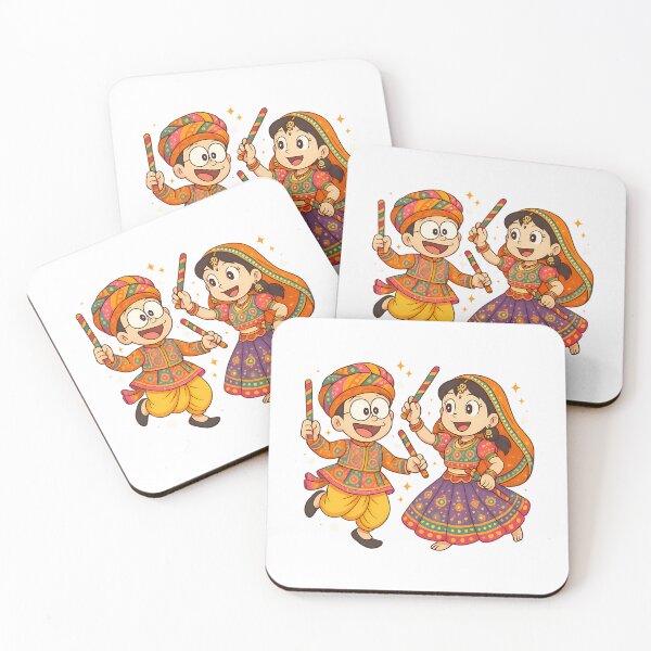Item preview, Nobita  Shizuka Playing Garba  Navratri Cartoon Design designed and sold by keener-kizziex.