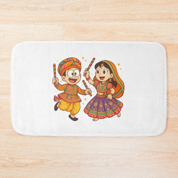 Item preview, Nobita  Shizuka Playing Garba  Navratri Cartoon Design designed and sold by keener-kizziex.
