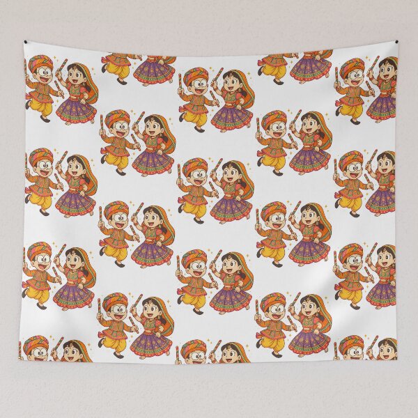 Item preview, Nobita  Shizuka Playing Garba  Navratri Cartoon Design designed and sold by keener-kizziex.