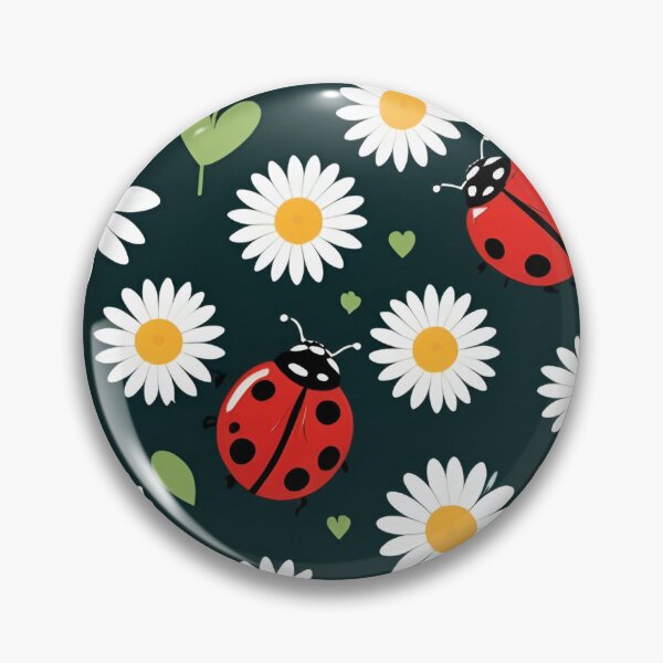 Item preview, Ladybug & Daisy Flower Pattern – Cute Red Ladybirds on Dark Green Design designed and sold by cheekylorns.