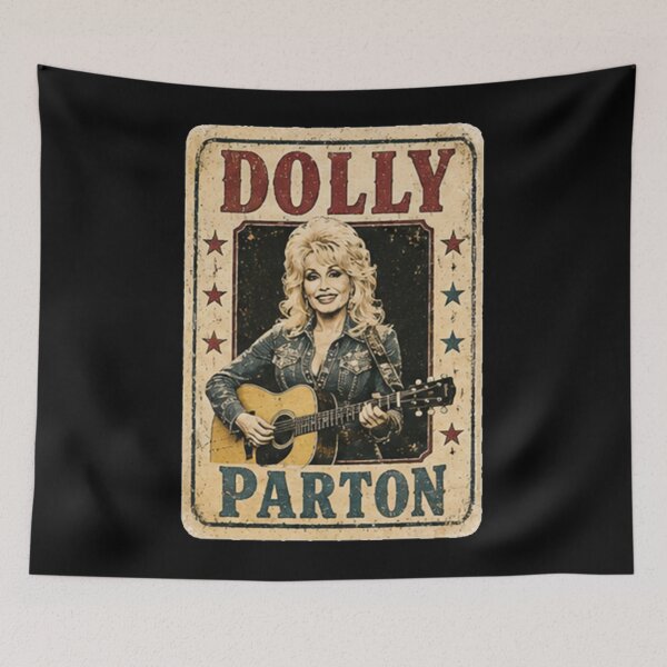 Item preview, Dolly Parton Vintage Country Acoustic Guitar Distressed Metal Sign Poster designed and sold by HitohitoMani.