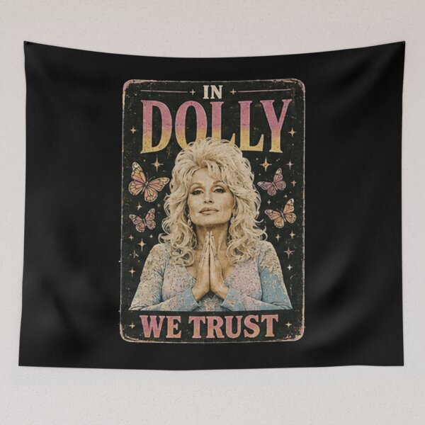 Item preview, In Dolly We Trust Retro Vintage Butterfly and Praying Hands Poster designed and sold by HitohitoMani.