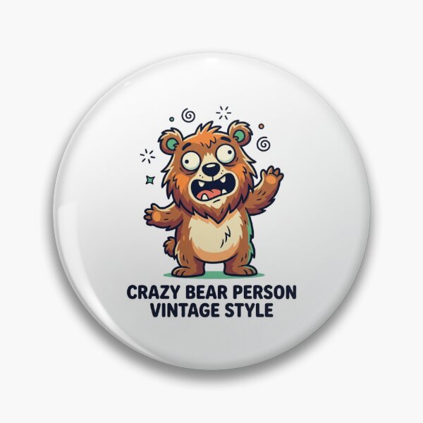 Item preview, Crazy Bear Person Vintage Style Cartoon Funny Grizzly Forest Camper Humor designed and sold by raedattia.