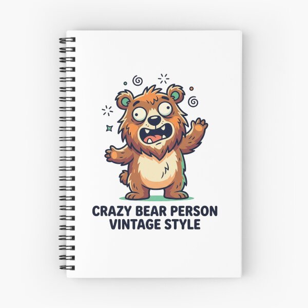 Item preview, Crazy Bear Person Vintage Style Cartoon Funny Grizzly Forest Camper Humor designed and sold by raedattia.