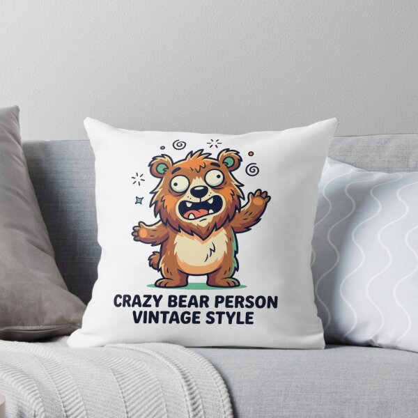 Item preview, Crazy Bear Person Vintage Style Cartoon Funny Grizzly Forest Camper Humor designed and sold by raedattia.