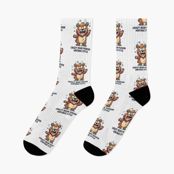 Item preview, Crazy Bear Person Vintage Style Cartoon Funny Grizzly Forest Camper Humor designed and sold by raedattia.