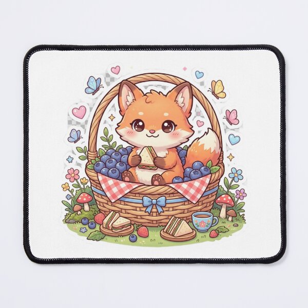Item preview, Kawaii Fox Berry Picnic designed and sold by Tinydoodlenest .