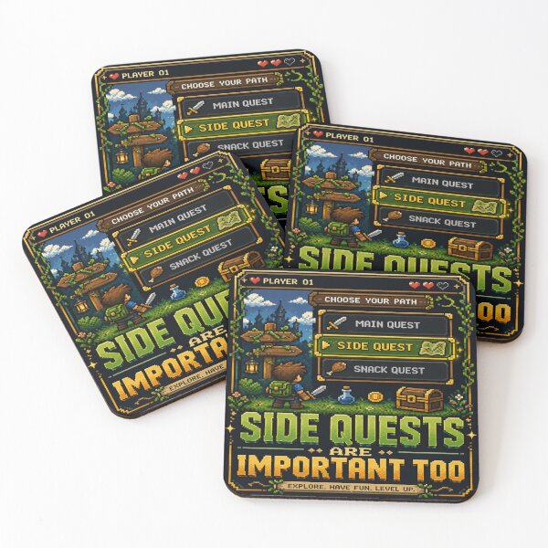 Item preview, Side Quests Are Important Too Funny RPG Gaming Pixel Art Gamer Design Design designed and sold by TulipsArtDesigns .