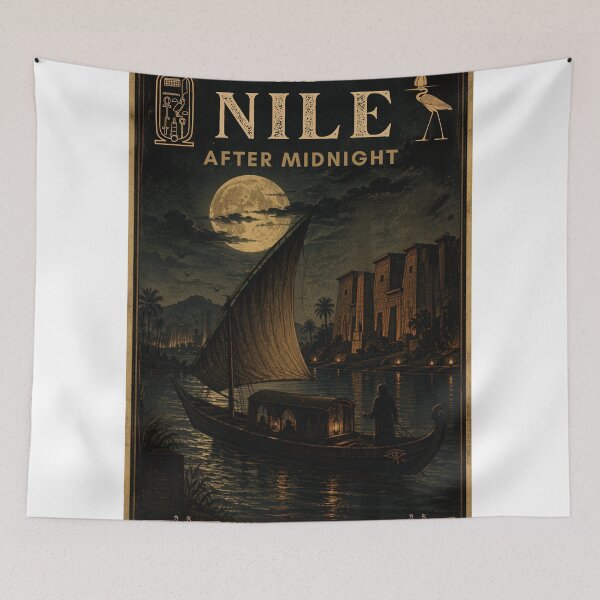 Item preview, The Nile After Midnight – Vintage Egyptian Halloween Poster designed and sold by KaBaRen.