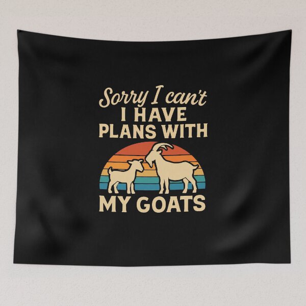 Item preview, Sorry I Cant I Have Plans With My Goats Funny Goat Farmer Retro Sunset designed and sold by Photo-Sphere101.