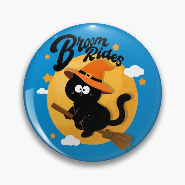 Item preview, Broom Rides Witch Cat Halloween Art designed and sold by Moody Critters.