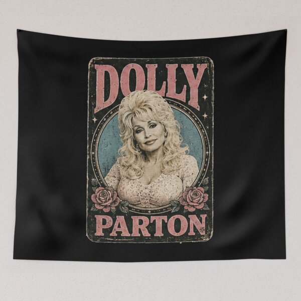 Item preview, Dolly Parton Retro Country Oval Cameo Portrait and Roses designed and sold by HitohitoMani.