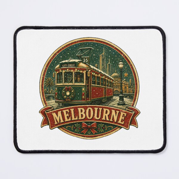 Item preview, Melbourne Christmas Tram Snow Retro Vintage Travel designed and sold by Globalcitytees.