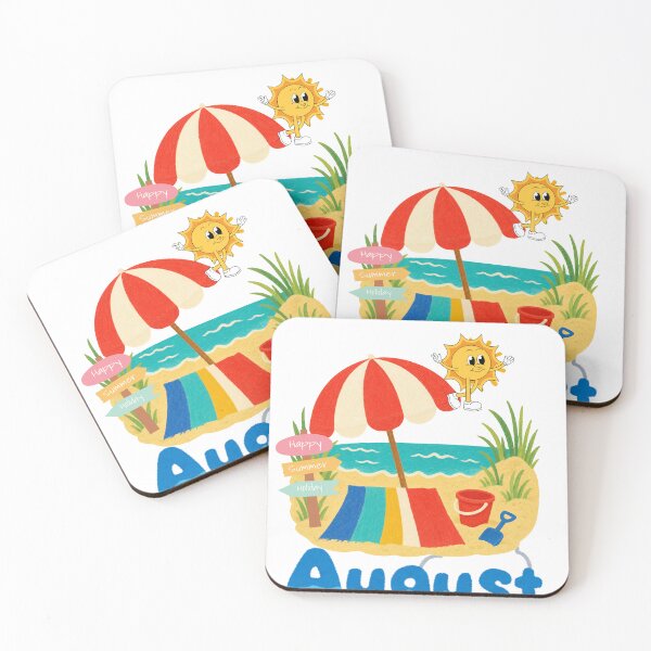 Item preview, August Summer Beach Vibes - Cute Retro Sun & Vacation Sticker designed and sold by Esraa-Arts.