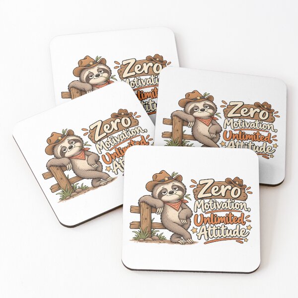 Item preview, Cowboy Sloth Zero Motivation Funny Sarcastic Design designed and sold by LinaDesign Store.