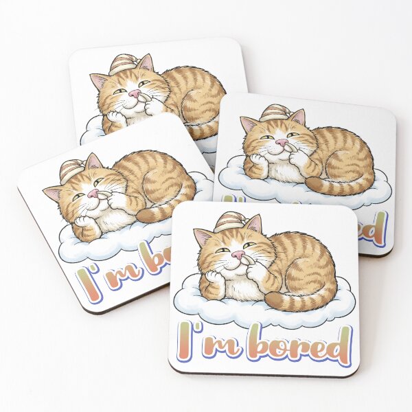 Item preview, I'm Bored Funny Orange Tabby Cat on Cloud Cute Cat Design designed and sold by LOVEARTDESIGN.