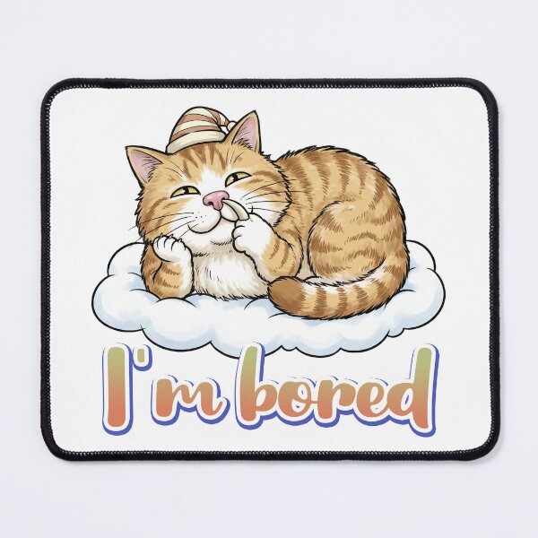 Item preview, I'm Bored Funny Orange Tabby Cat on Cloud Cute Cat Design designed and sold by LOVEARTDESIGN.