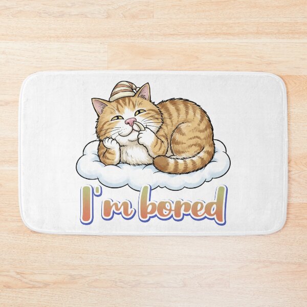 Item preview, I'm Bored Funny Orange Tabby Cat on Cloud Cute Cat Design designed and sold by LOVEARTDESIGN.