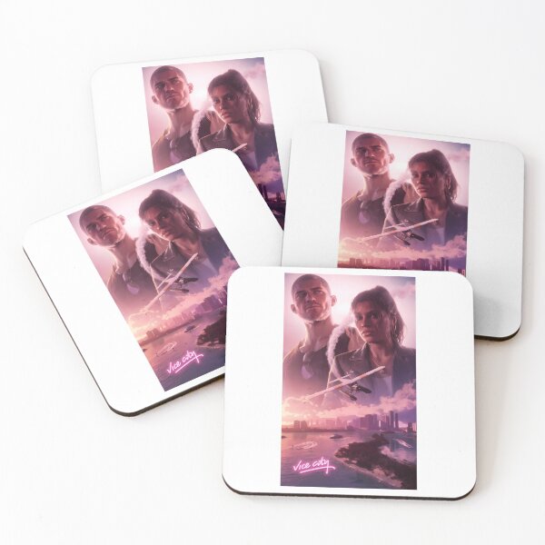 Item preview, Neon Coastal Duo - Tropical City Sunset  Seaplane Illustration designed and sold by santa-mariadan.