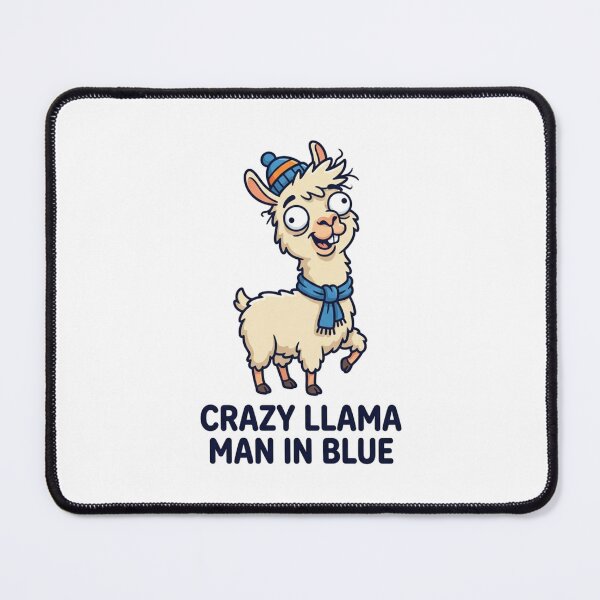Item preview, Crazy Llama Man in Blue Scarf Beanie Cartoon Funny Alpaca Lover Humor designed and sold by raedattia.