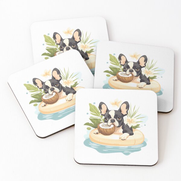 Item preview, French Bulldog On Vacation - Tropical Summer Dog Illustration designed and sold by anasof-iaappe.