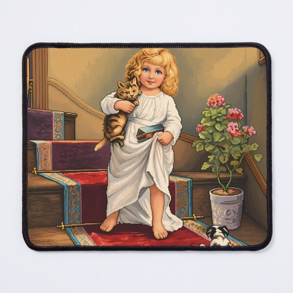 Item preview, Pixel Art Good Morning Girl Kitten Poster designed and sold by aigcx.