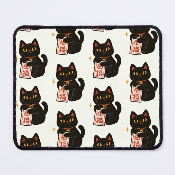 Item preview, Black Cat Japanese Fortune Talisman Linocut Kawaii Graphic T-Shirt designed and sold by Catophile.