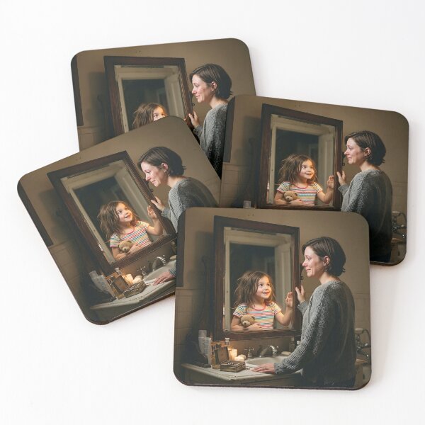 Item preview, Woman Seeing Inner Child Reflection Bathroom Mirror designed and sold by Michaelragheb.