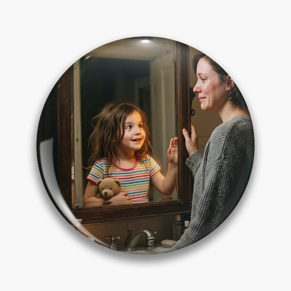 Item preview, Woman Seeing Inner Child Reflection Bathroom Mirror designed and sold by Michaelragheb.