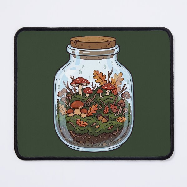 Item preview, Autumn Botanical Mushroom Terrarium Jar Illustration designed and sold by DripCultureLab.
