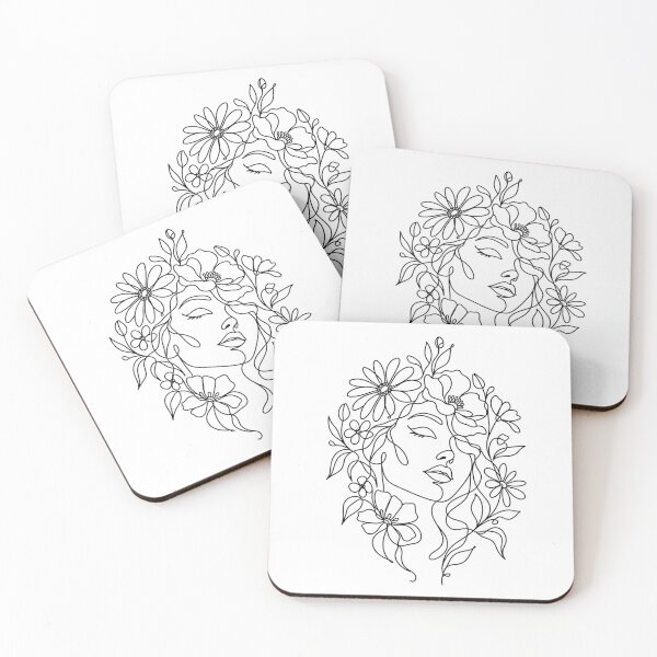 Item preview, Arte lineal minimalista de mujer floral designed and sold by LineArtDrawing.