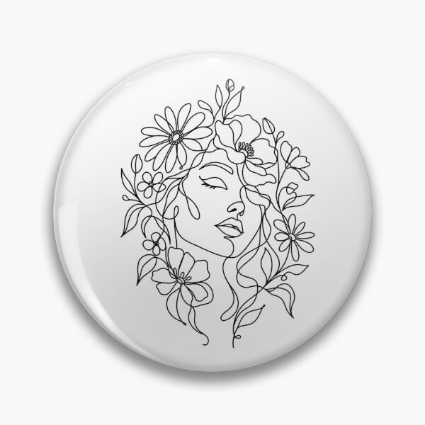Item preview, Arte lineal minimalista de mujer floral designed and sold by LineArtDrawing.