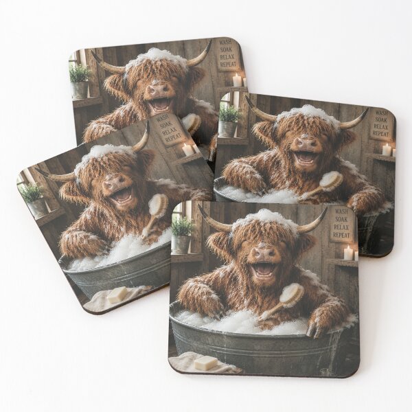 Item preview, Funny Fluffy Highland Cow Having a Bath Art designed and sold by Collymore.