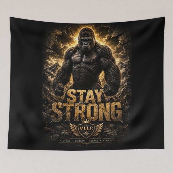 Item preview, VLLC Stay Strong Gorilla Gym Bodybuilding Art designed and sold by VICTORY LIBERTY .