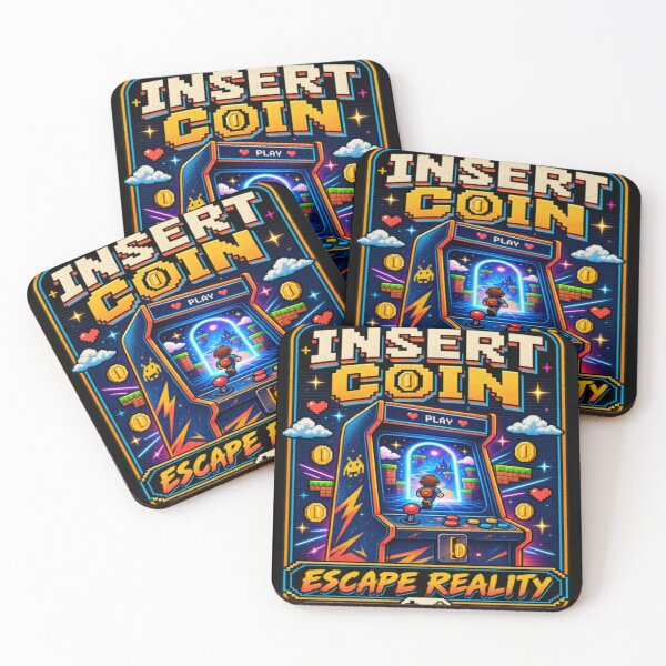 Item preview, Insert Coin Escape Reality Retro Gaming Arcade Gamer Design designed and sold by TulipsArtDesigns .
