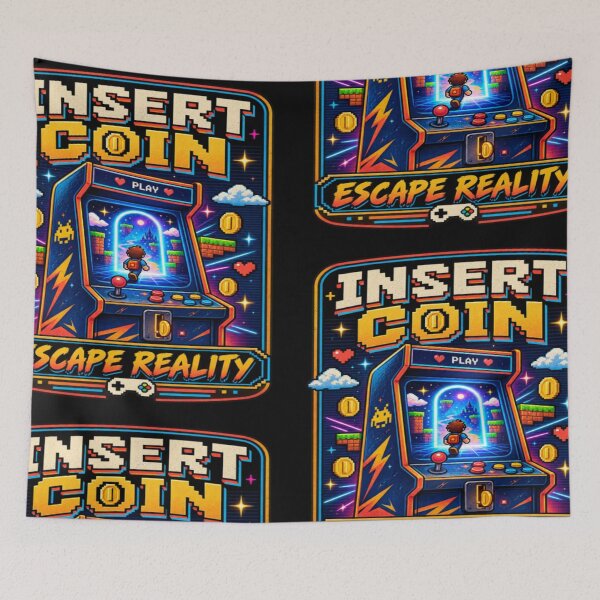 Item preview, Insert Coin Escape Reality Retro Gaming Arcade Gamer Design designed and sold by TulipsArtDesigns .