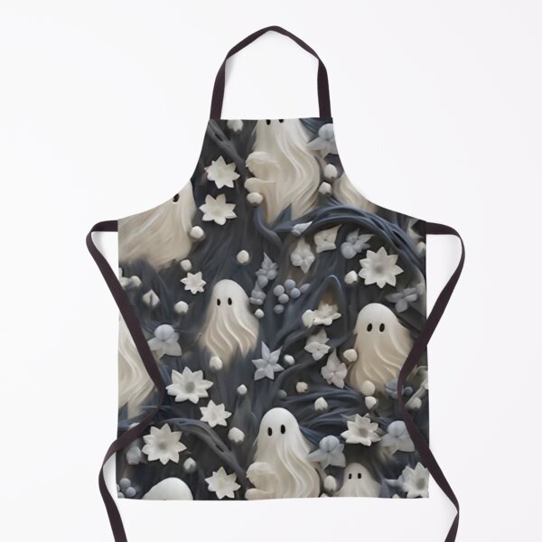 Item preview, Cute Ghosts in White Floral Garden — Spooky Cottagecore Seamless Pattern designed and sold by LYAN-STORE.