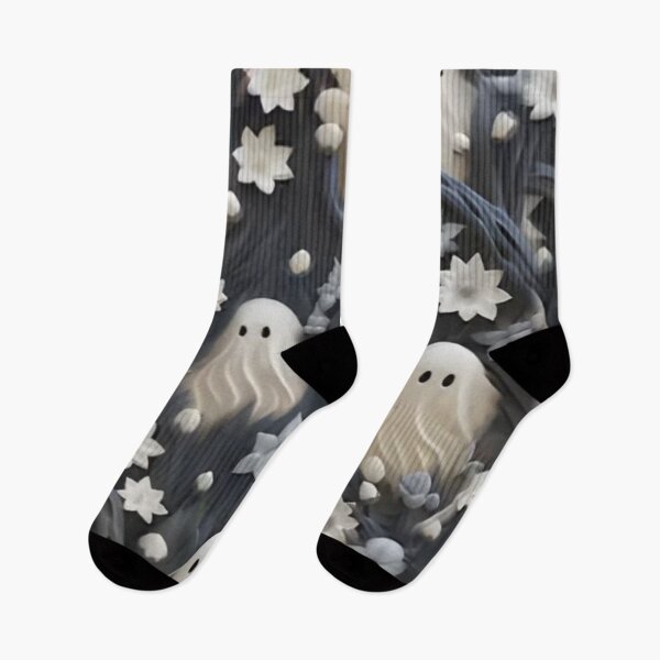 Item preview, Cute Ghosts in White Floral Garden — Spooky Cottagecore Seamless Pattern designed and sold by LYAN-STORE.