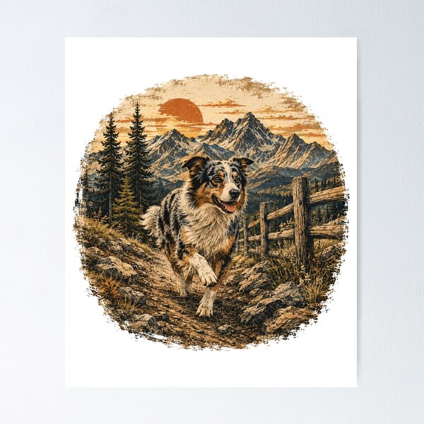 Artikelvorschau, Vintage Australian Shepherd Mountain Adventure entworfen und verkauft von Bartas2026.
