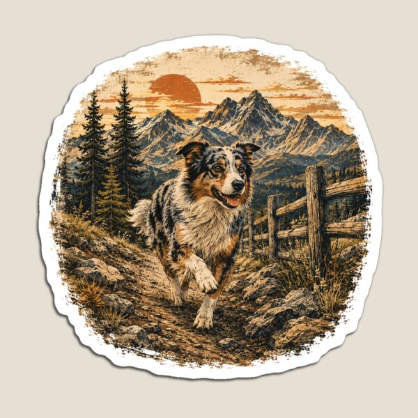 Item preview, Vintage Australian Shepherd Mountain Adventure designed and sold by ARDELVEX STUDIO.