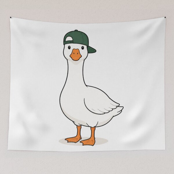 Item preview, Gustav the Goose – Cute Goose with Green Cap designed and sold by LittleGinnyArt.