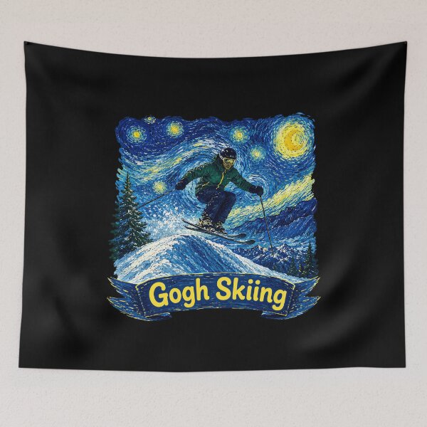 Item preview, Gogh Skiing Ski Winter Sports Art designed and sold by haris-rana-wren.