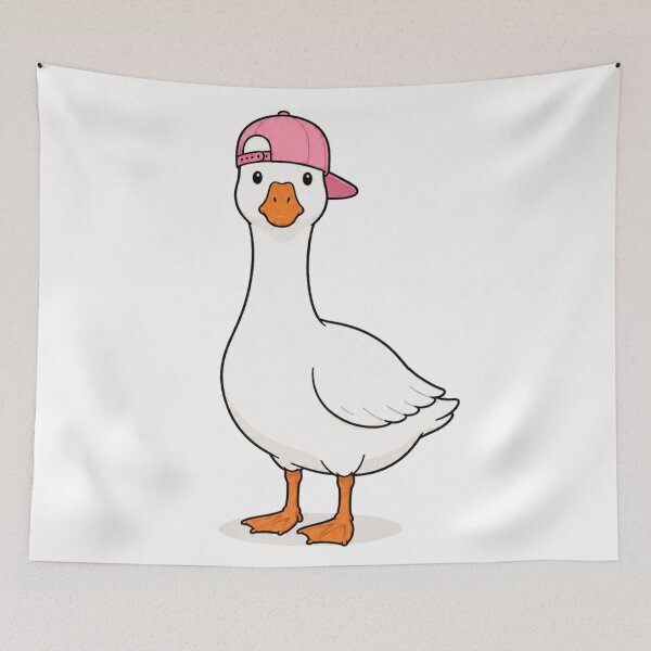 Item preview, Gustav the Goose – Cute Goose with Pink Cap designed and sold by LittleGinnyArt.