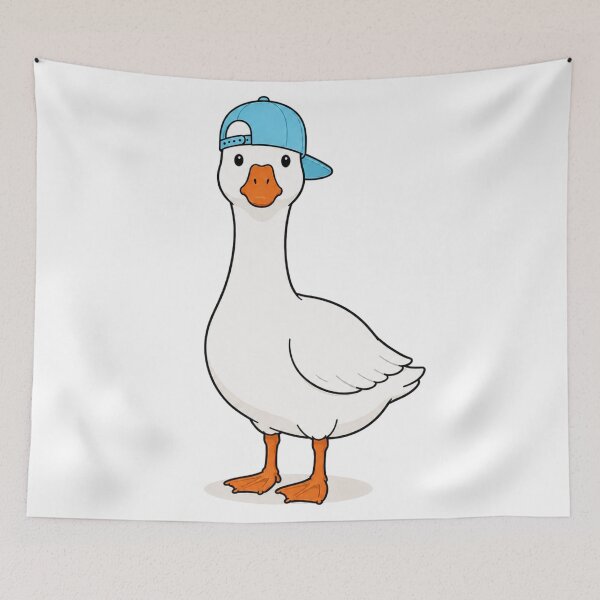Item preview, Gustav the Goose – Cute Goose with Light Blue Cap designed and sold by LittleGinnyArt.
