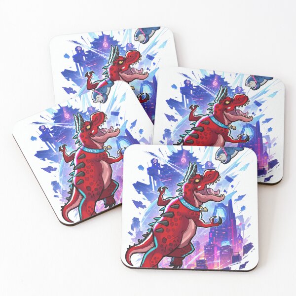 Item preview, Devil Dino vs Jeff the land shark designed and sold by Zubavibe.